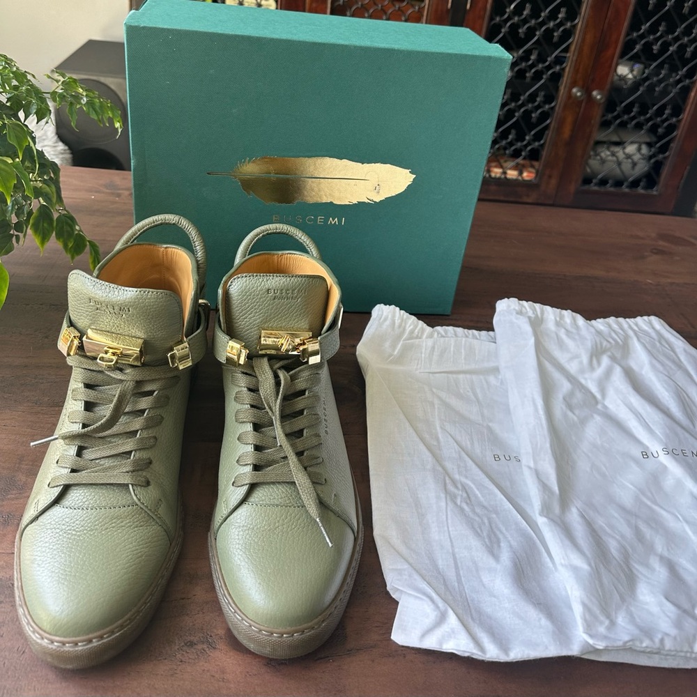 Buscemi Olive Green High-Top Sneakers
